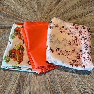 Bundle Womens scarves 2 vintage 1 new orange red maroon fall colors various size